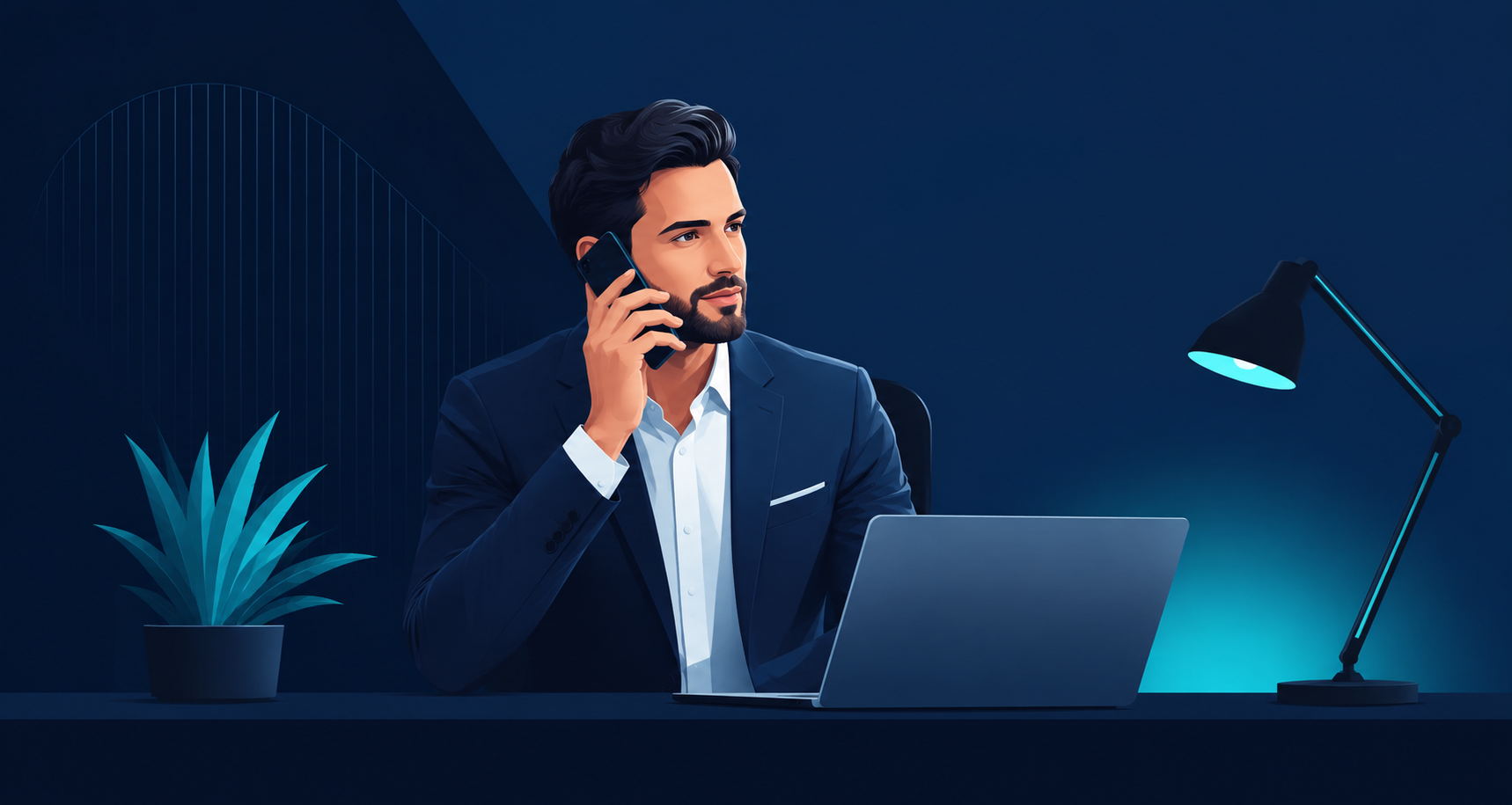Professional making a focused cold call at a minimalist desk — Nexivo blog on cold calling in 2026